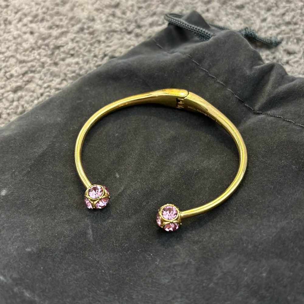 Kate Spade Gold Plated Lady Marmalade Open Cuff Bracelet, Pink Stones